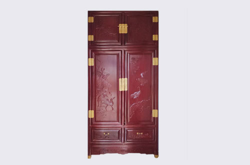 大城高端中式家居装修深红色纯实木衣柜