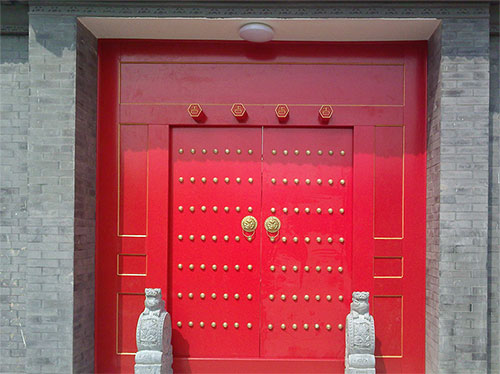 大城中国传统四合院系列朱红色中式木制大门木作